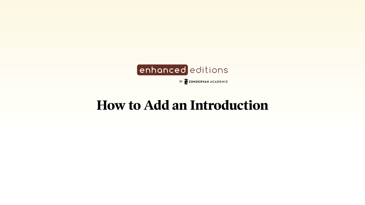 How to Add an Introduction